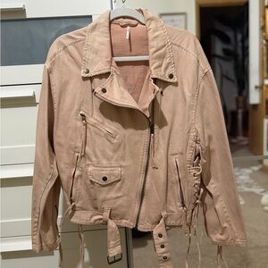 Free People Light Pink Jean Jacket